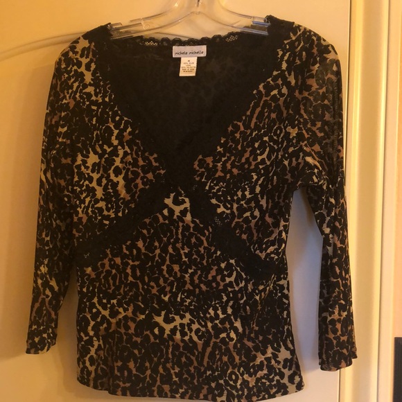 CHEETAH PRINT LACE TOP - Picture 1 of 1